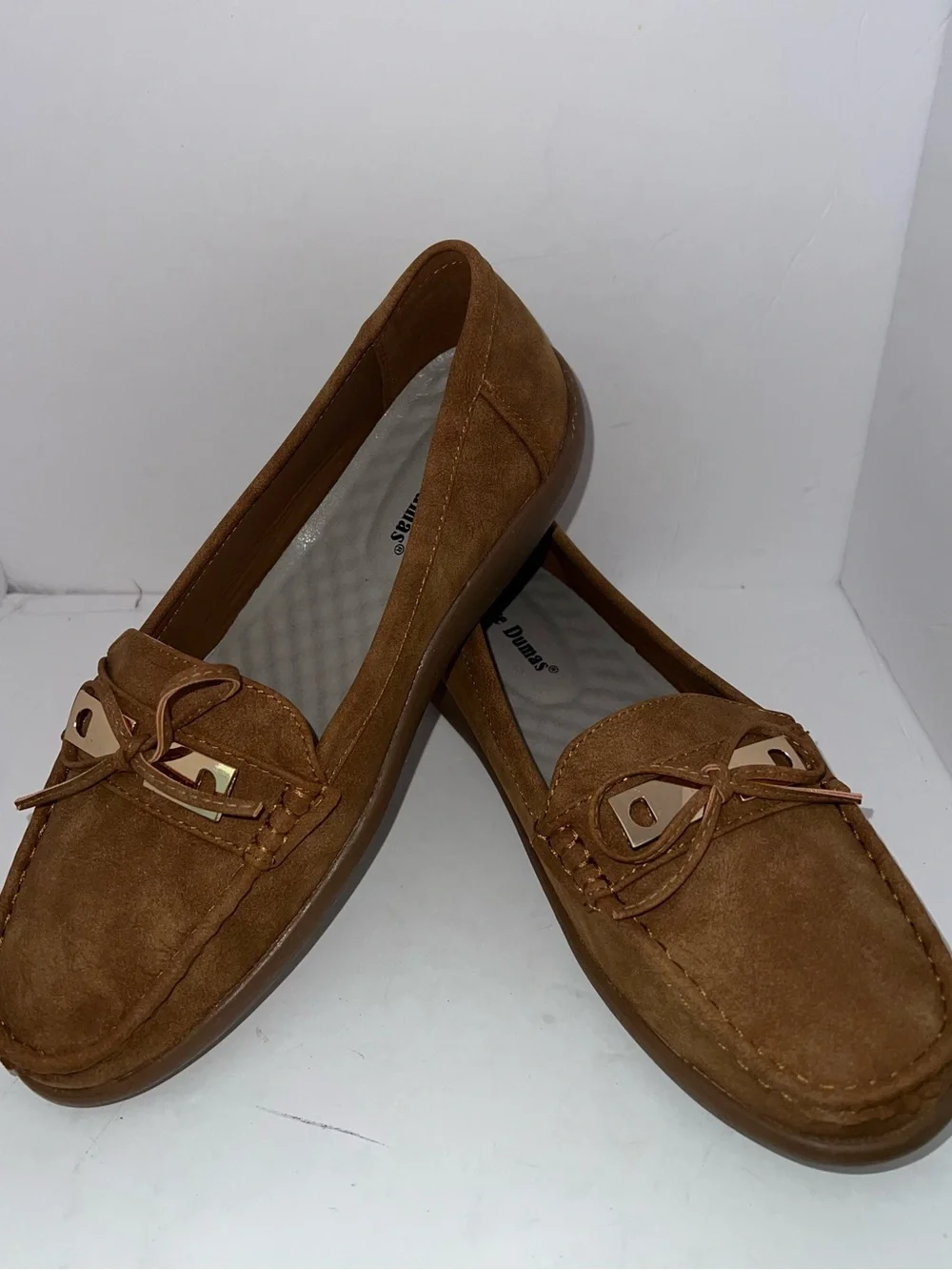 Pierre Dumas Brown Faux Suede Loafers – Women’s Size 8